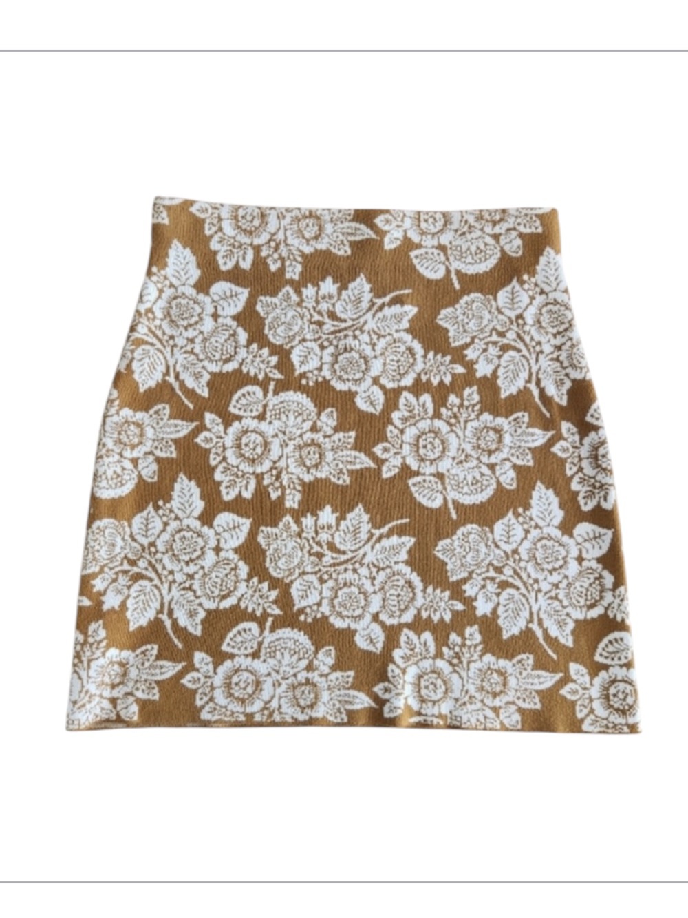 LOFT floral sweater skirt golden tan LP